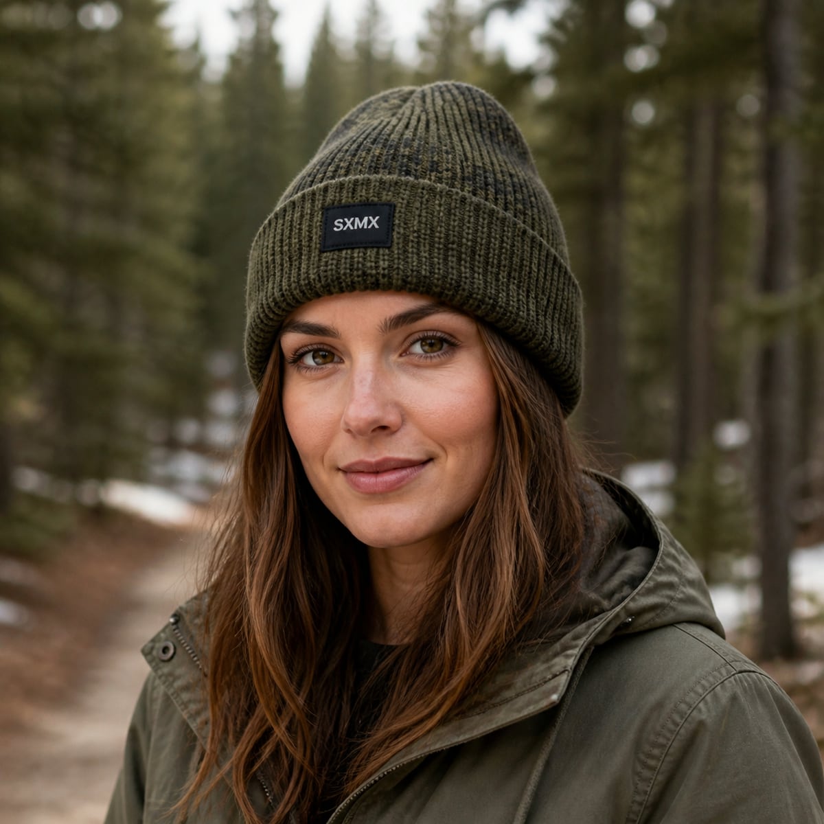Custom Rib Knit Beanie – Style 01 on model