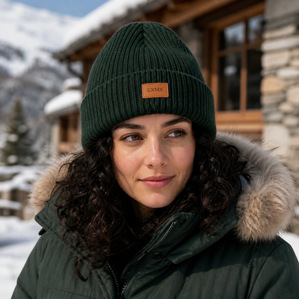 Custom Rib Knit Beanie – Style 01 on model