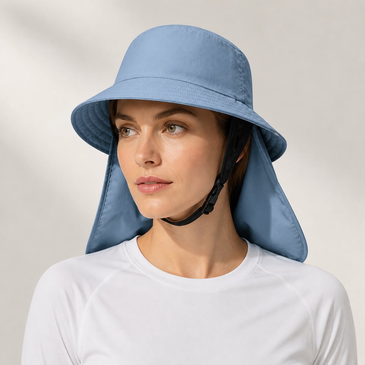 Custom Neck Flap Bucket Hat – Style 03 on model