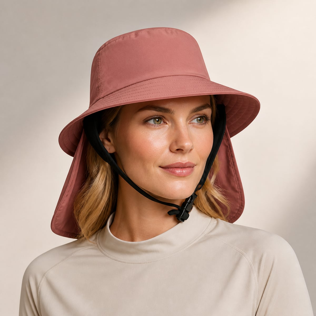 Custom Neck Flap Bucket Hat – Style 03 on model