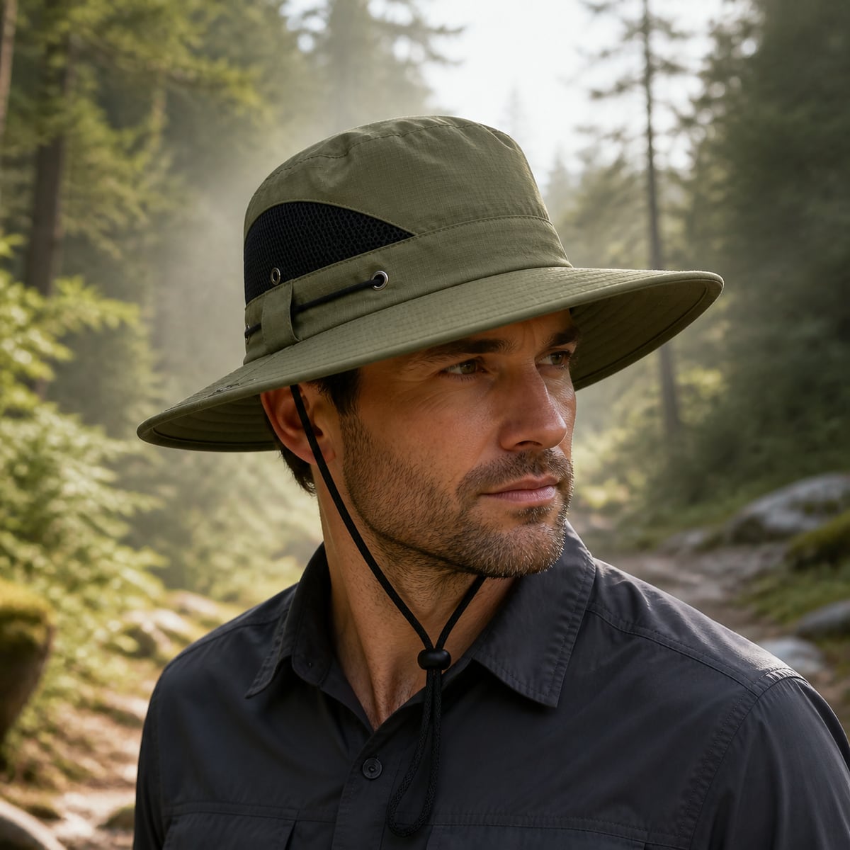 Custom Wide Brim Hat – Style 06 on model