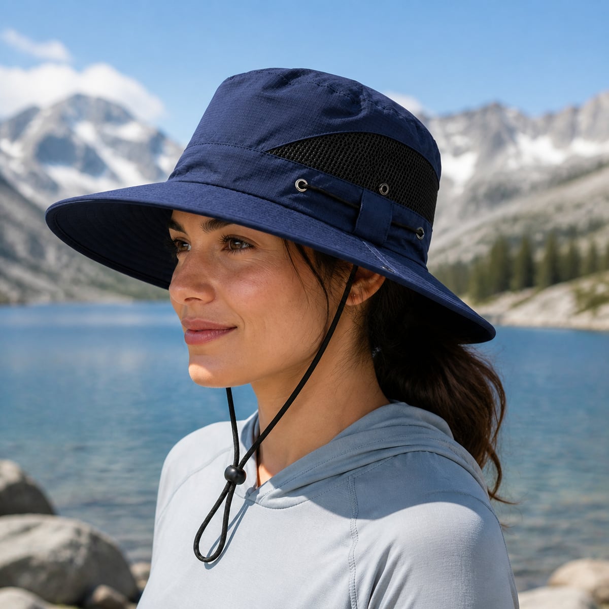 Custom Wide Brim Hat – Style 06 on model