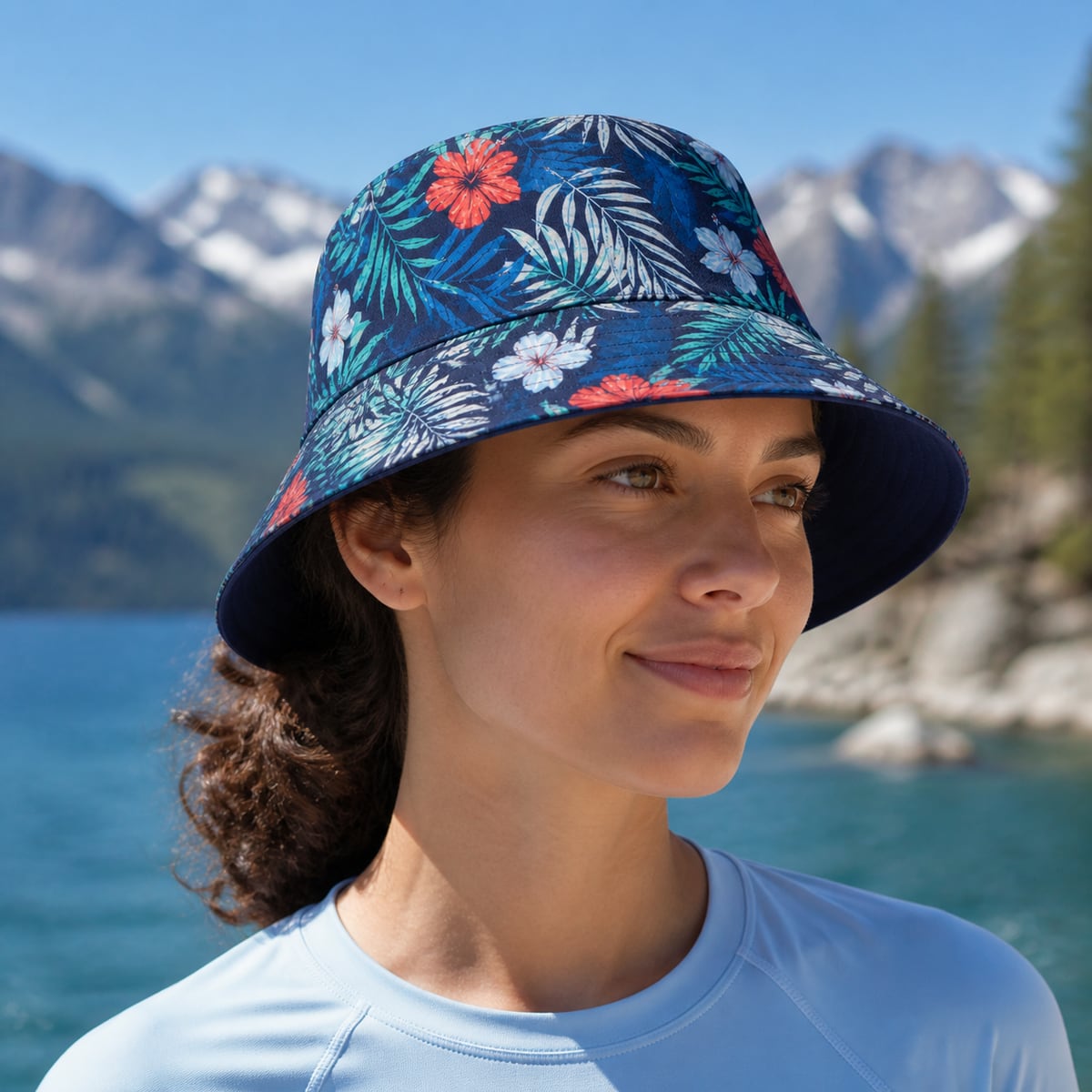 Custom Reversible Bucket Hat Pattern Outside – Style 08 on model