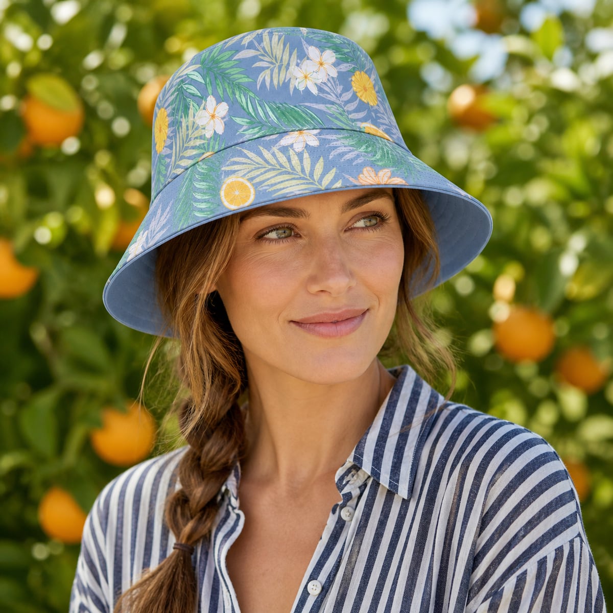 Custom Reversible Bucket Hat Pattern Outside – Style 08 on model