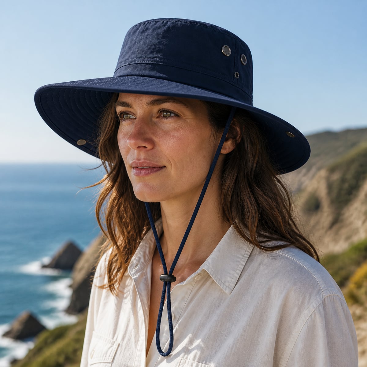 Custom Wide Brim Safari Hat – Style 09 on model