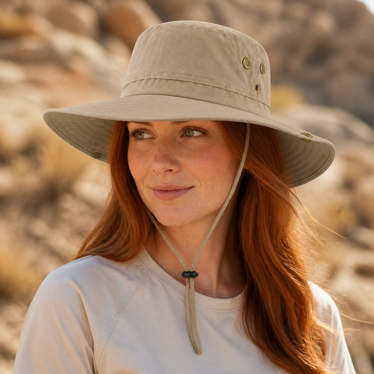 Custom Wide Brim Safari Hat – Style 09 on model