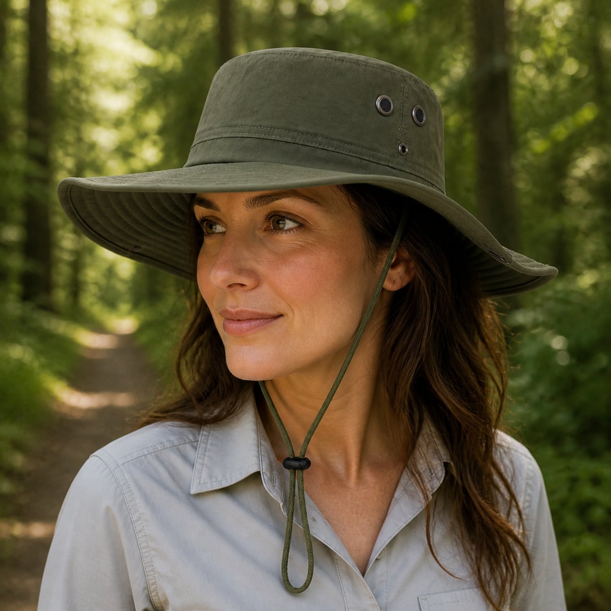 Custom Wide Brim Safari Hat – Style 09 on model