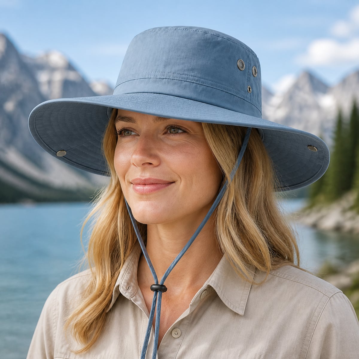 Custom Wide Brim Safari Hat – Style 09 on model