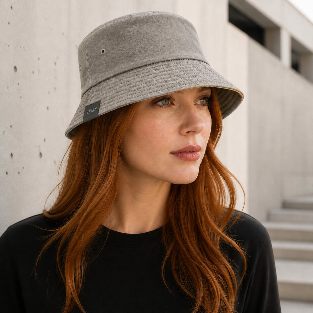 Custom Vintage Washed Canvas Bucket Hat SXMX – Style 11 on model