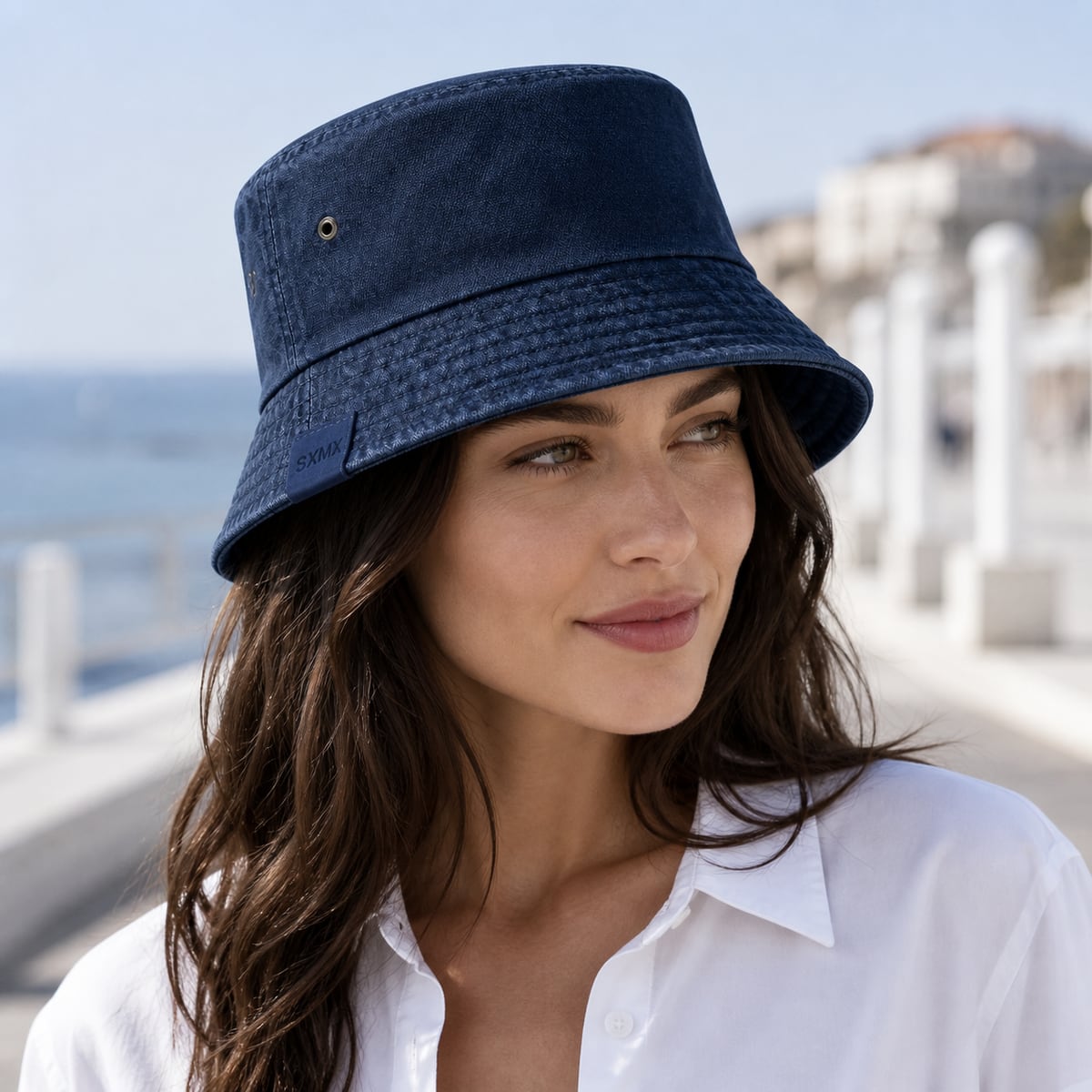 Custom Vintage Washed Canvas Bucket Hat SXMX – Style 11 on model