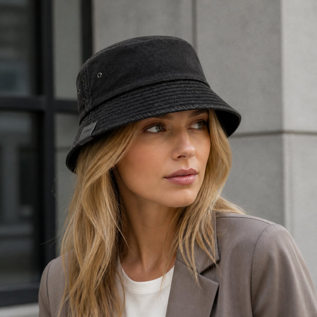Custom Vintage Washed Canvas Bucket Hat SXMX – Style 11 on model