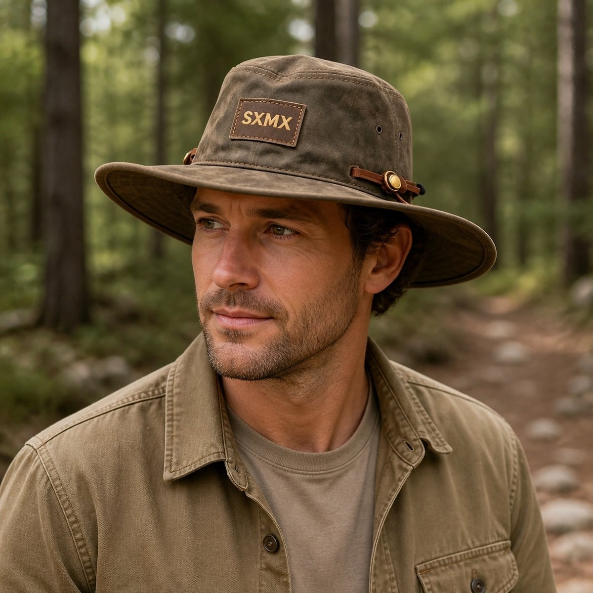 Custom Outdoor Wide Brim Hat – Style 21 on model