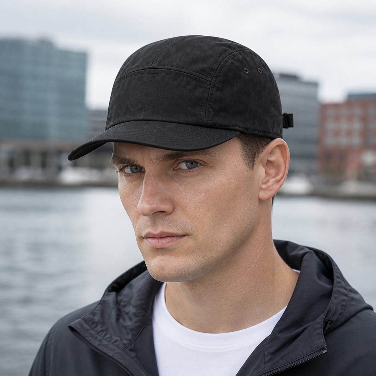 Custom Five Panel Camp Cap 5 – Style 01 on model