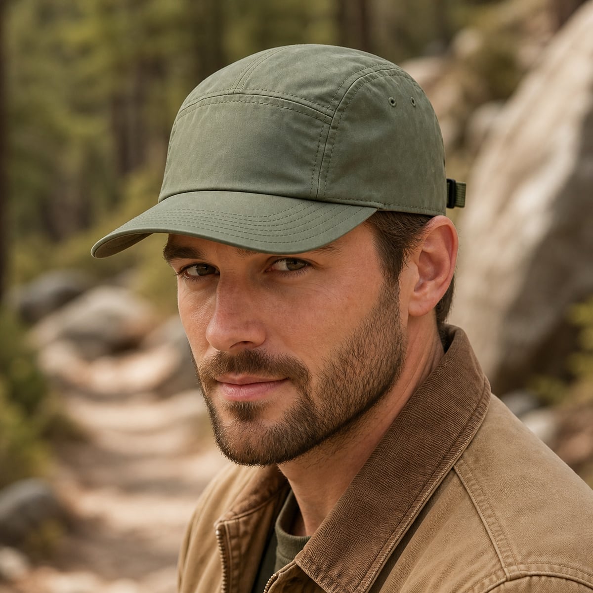 Custom Five Panel Camp Cap 5 – Style 01 on model