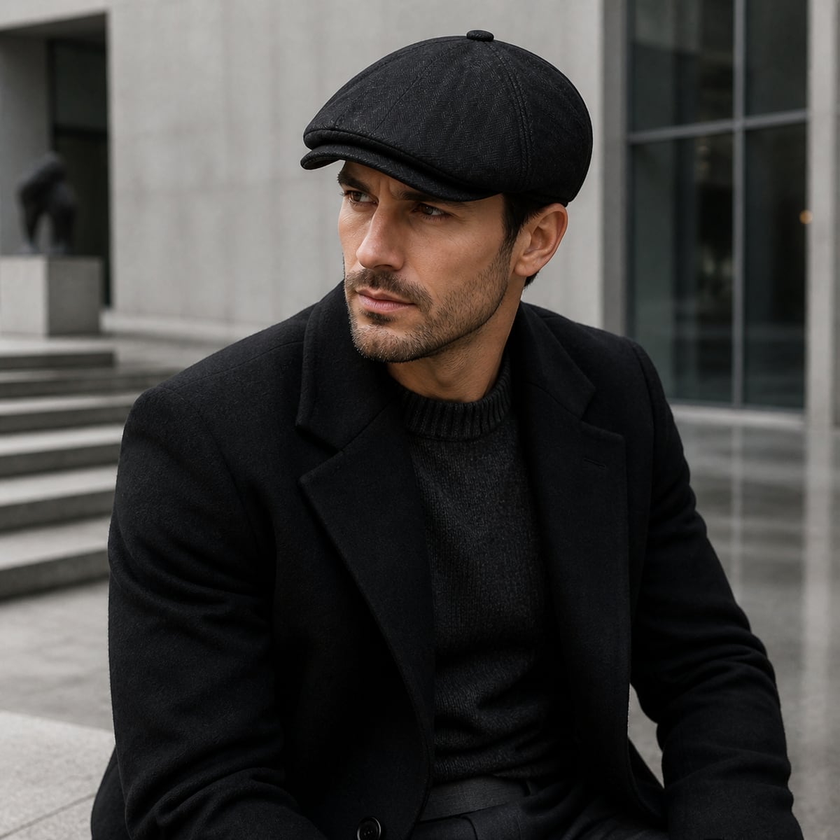 Custom Flat Cap – Style 01 on model