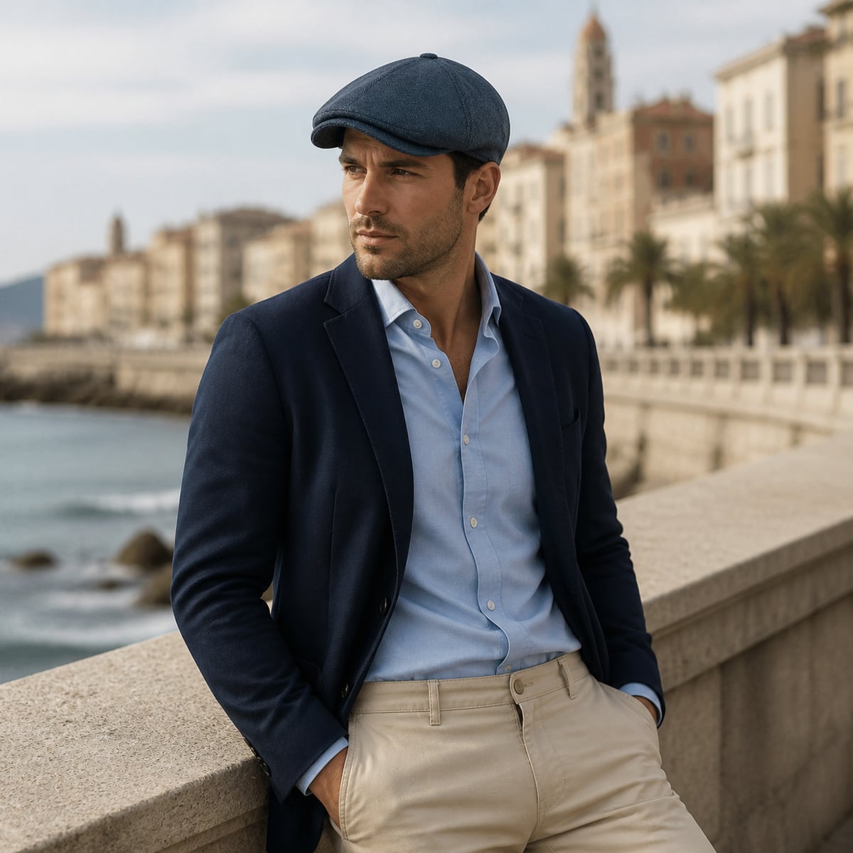 Custom Flat Cap – Style 01 on model