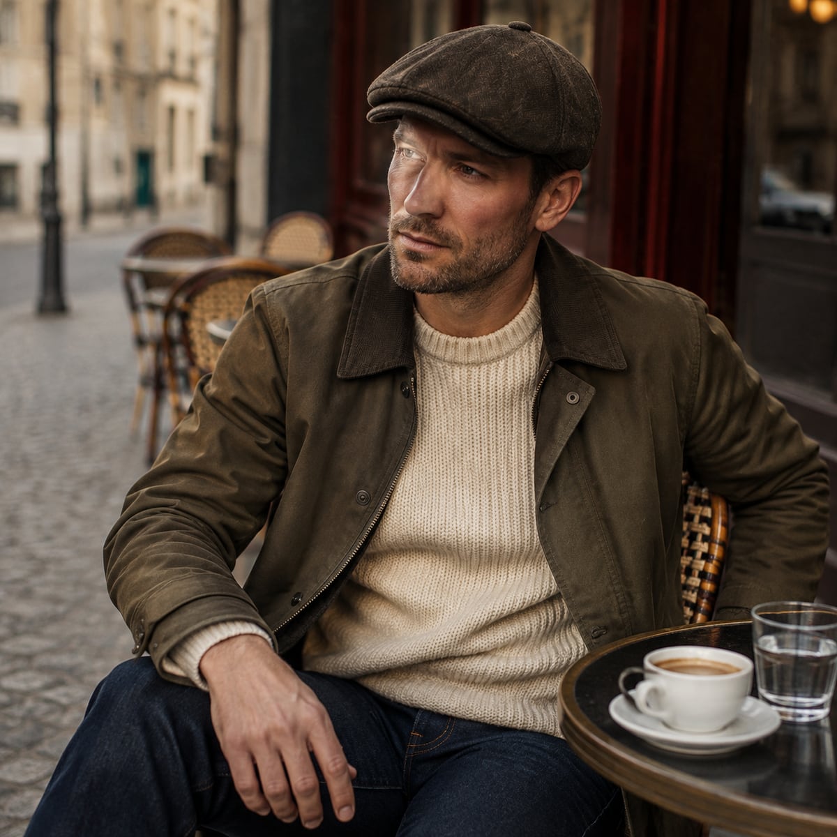 Custom Flat Cap – Style 01 on model