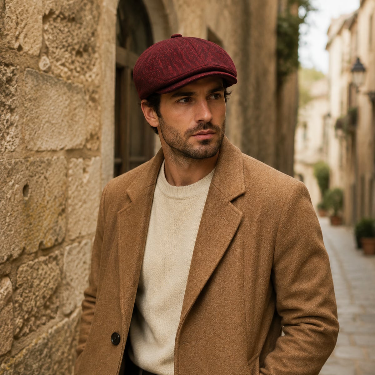 Custom Flat Cap – Style 01 on model