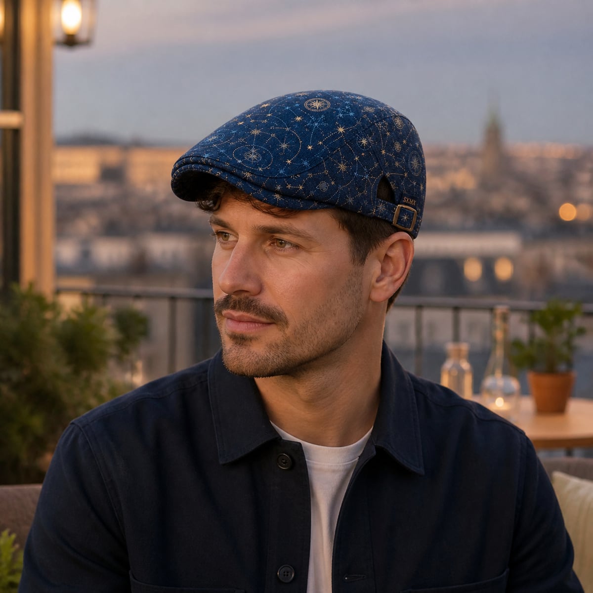 Custom Flat Cap – Style 02 on model
