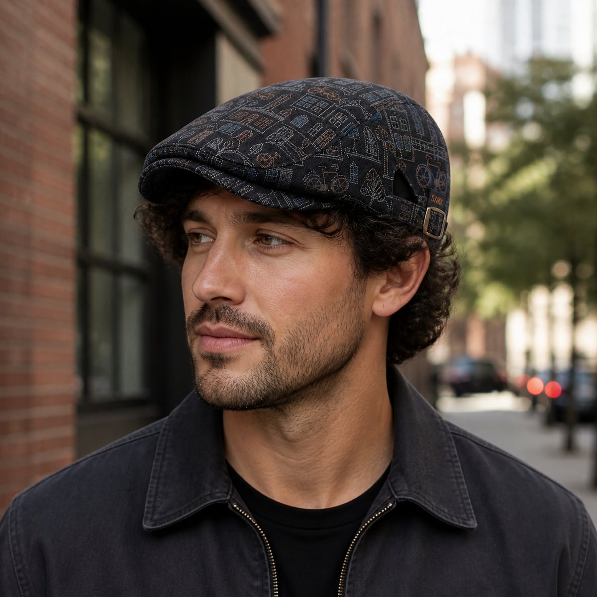 Custom Flat Cap – Style 02 on model
