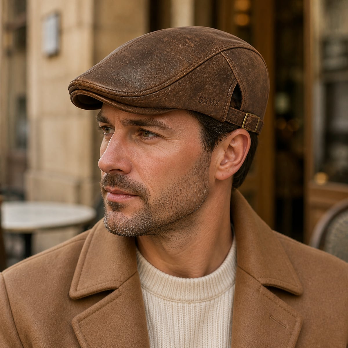 Custom Flat Cap – Style 03 on model