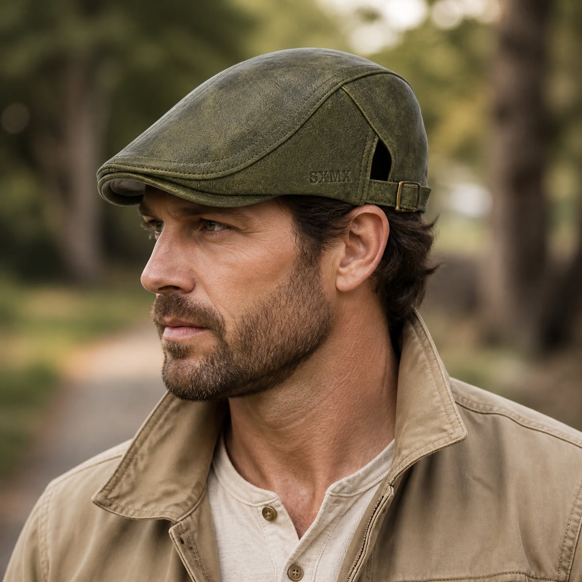 Custom Flat Cap – Style 03 on model