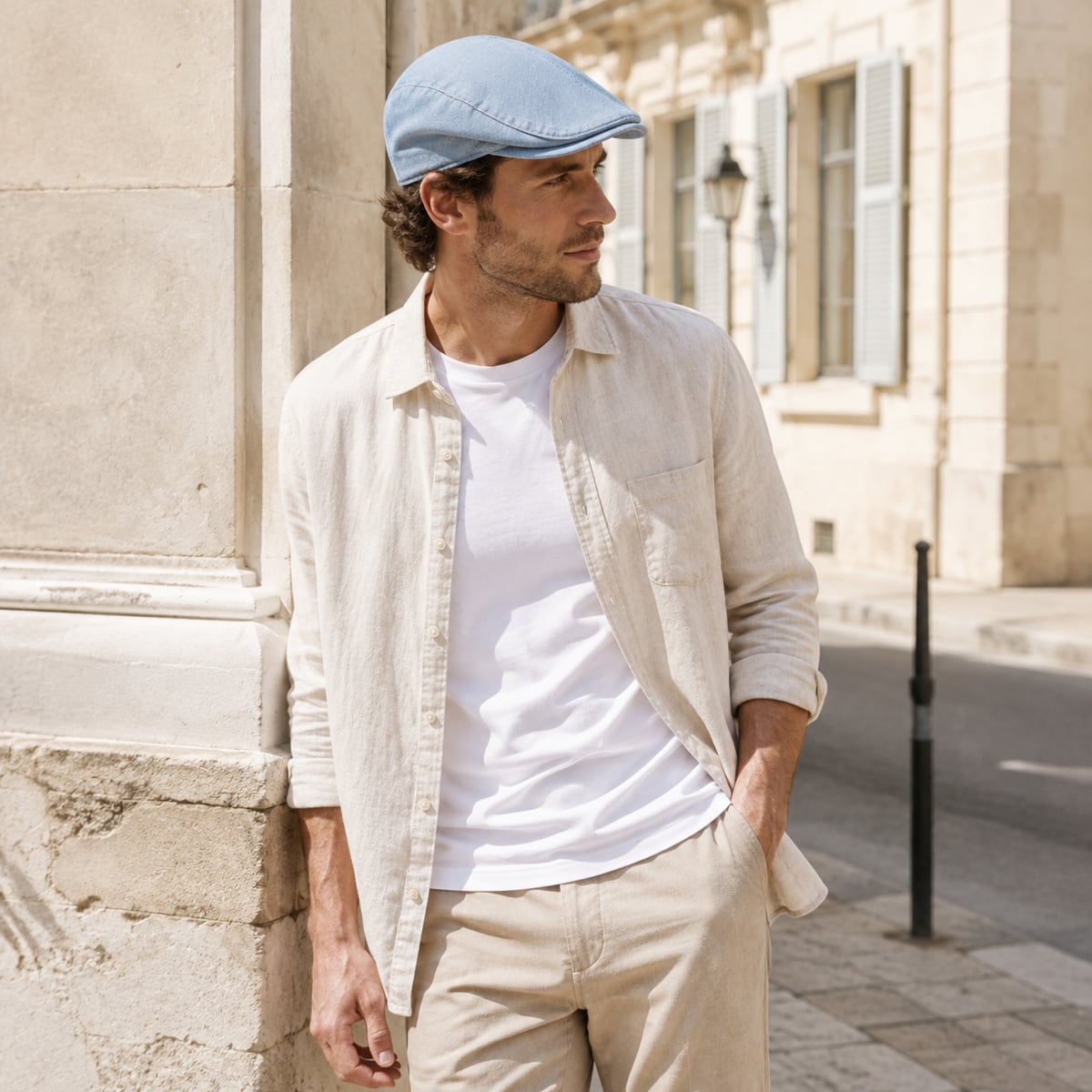 Custom Flat Cap – Style 04 on model