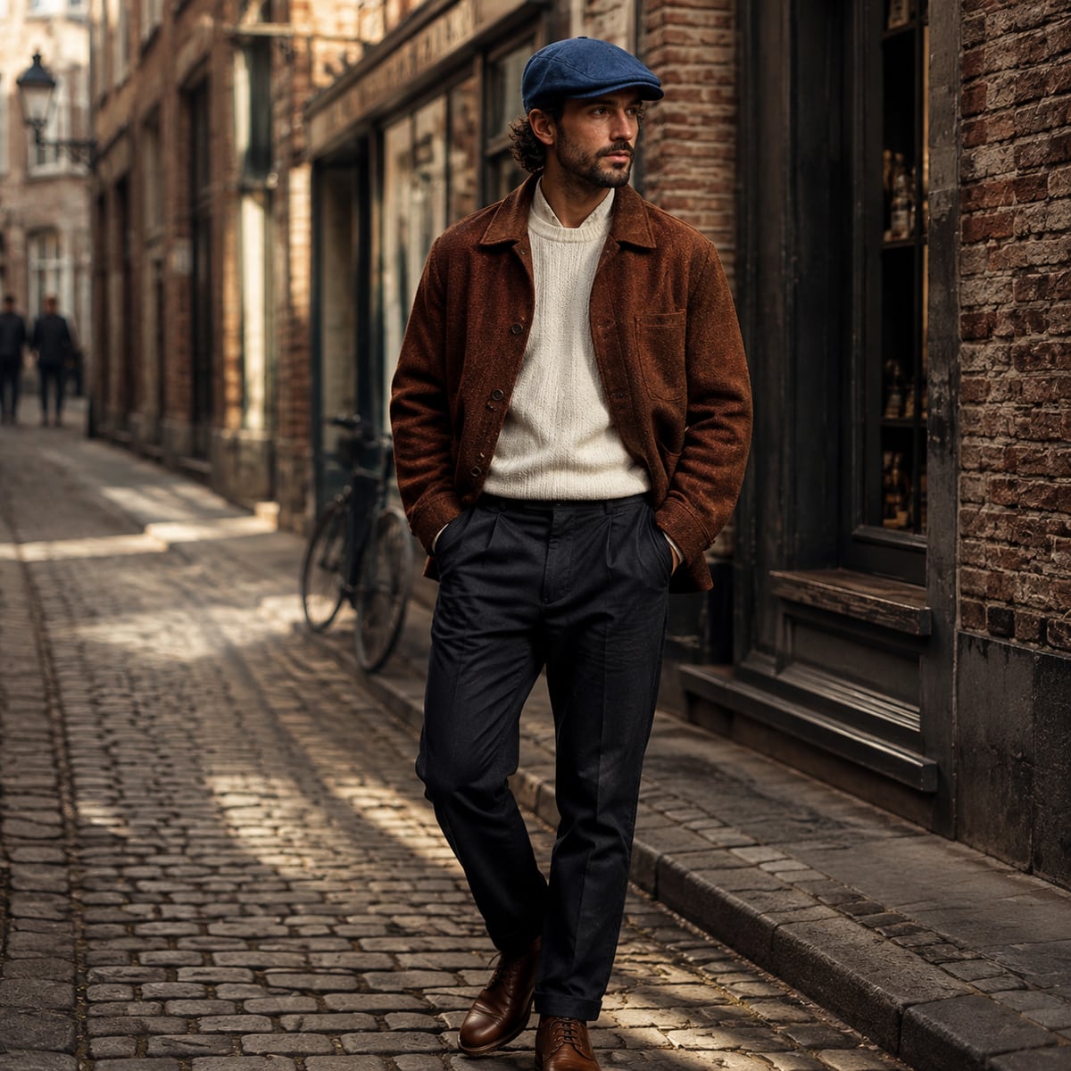 Custom Flat Cap – Style 04 on model