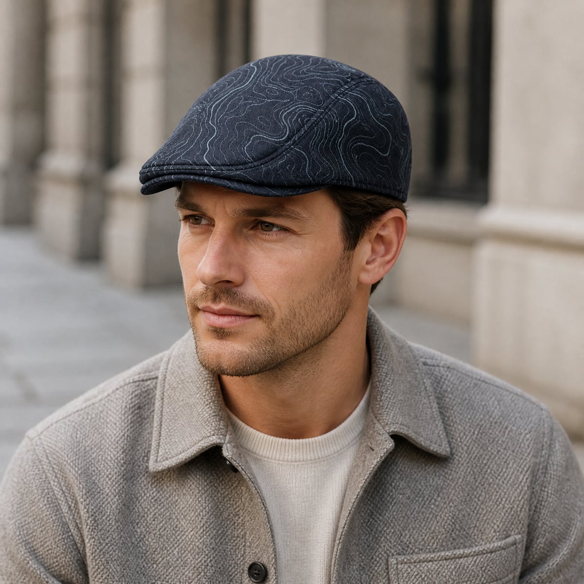 Custom Flat Cap – Style 05 on model
