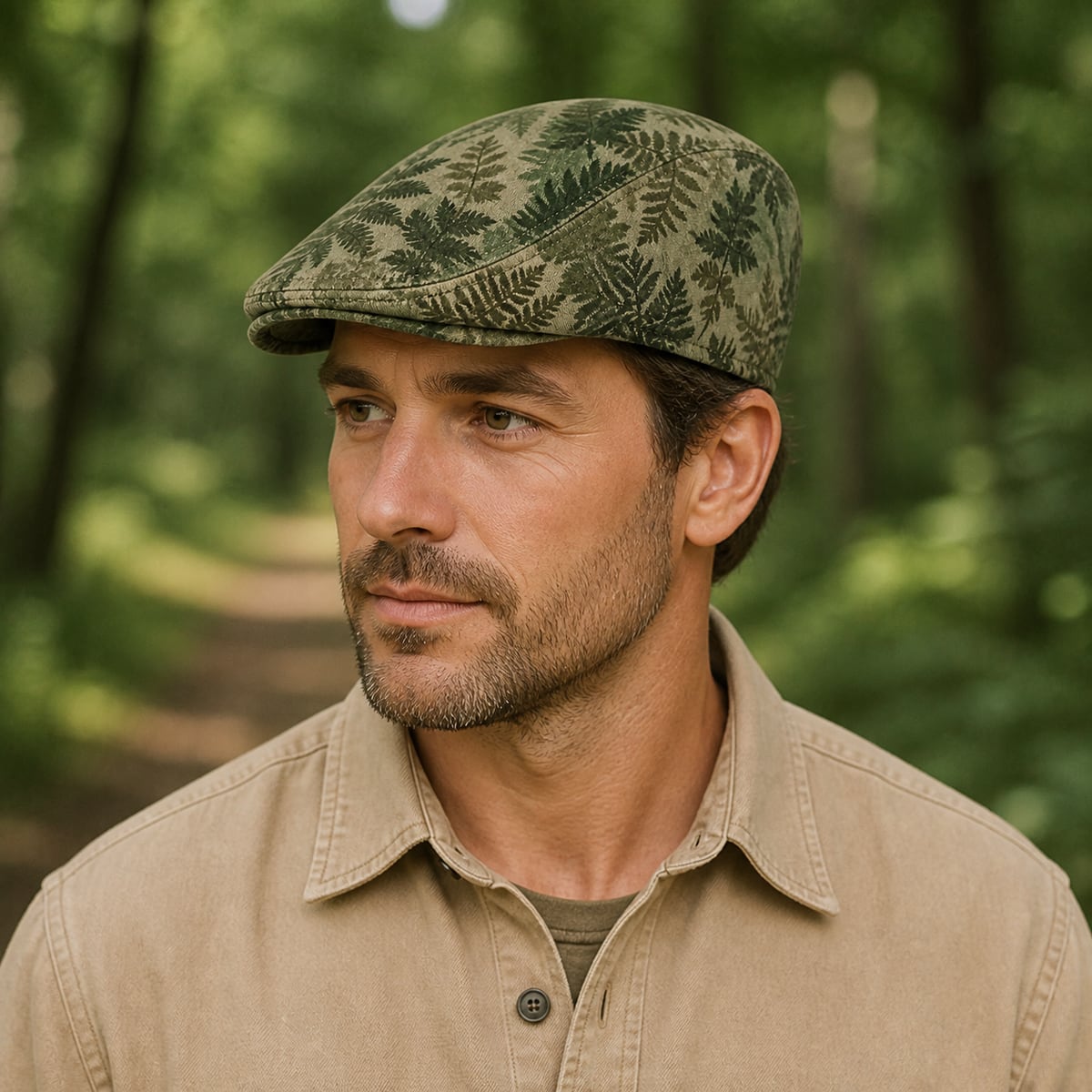 Custom Flat Cap – Style 05 on model