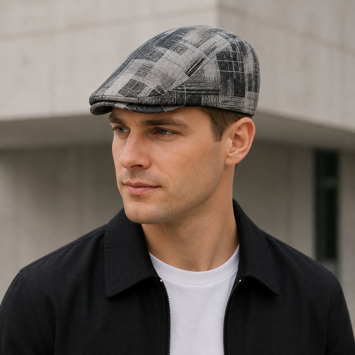 Custom Flat Cap – Style 05 on model