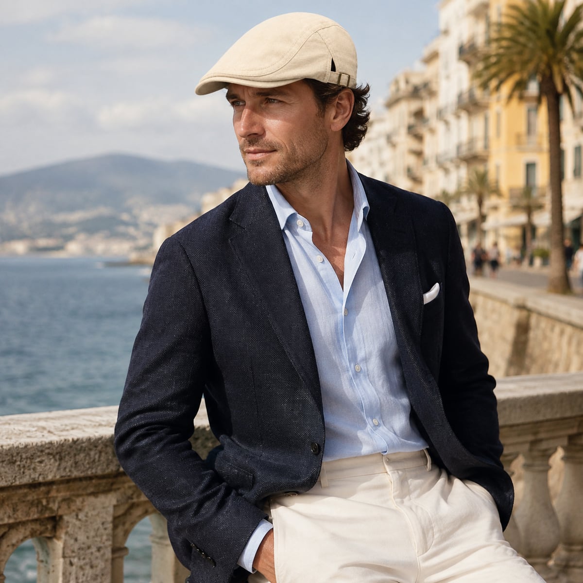 Custom Flat Cap – Style 06 on model