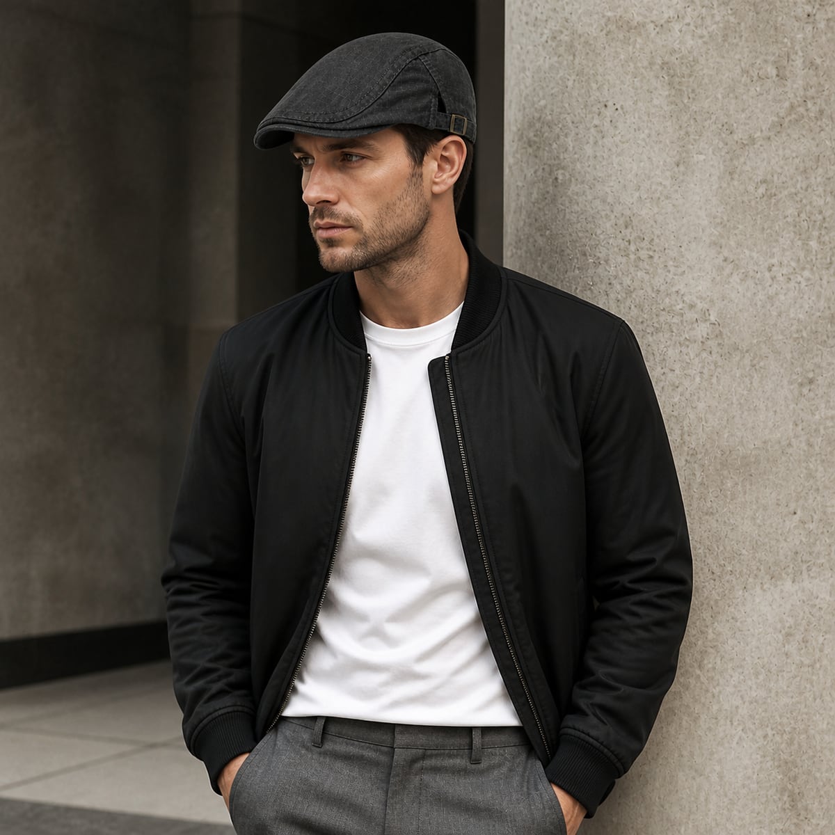 Custom Flat Cap – Style 06 on model