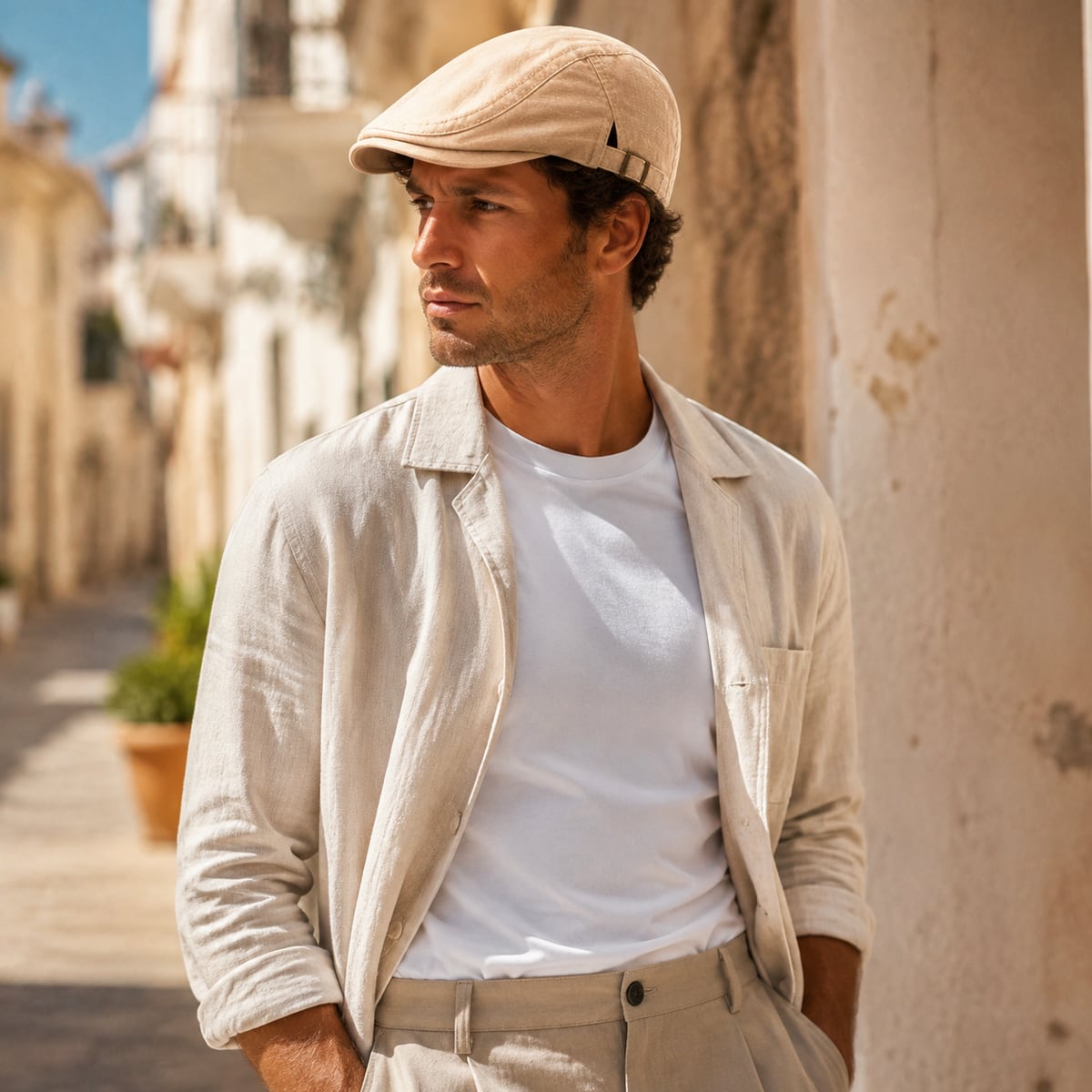 Custom Flat Cap – Style 06 on model