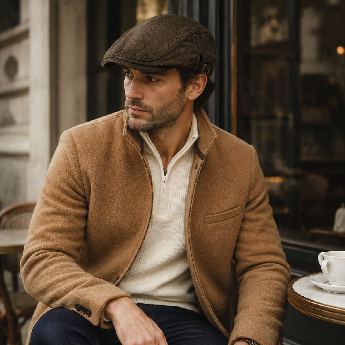 Custom Flat Cap – Style 06 on model