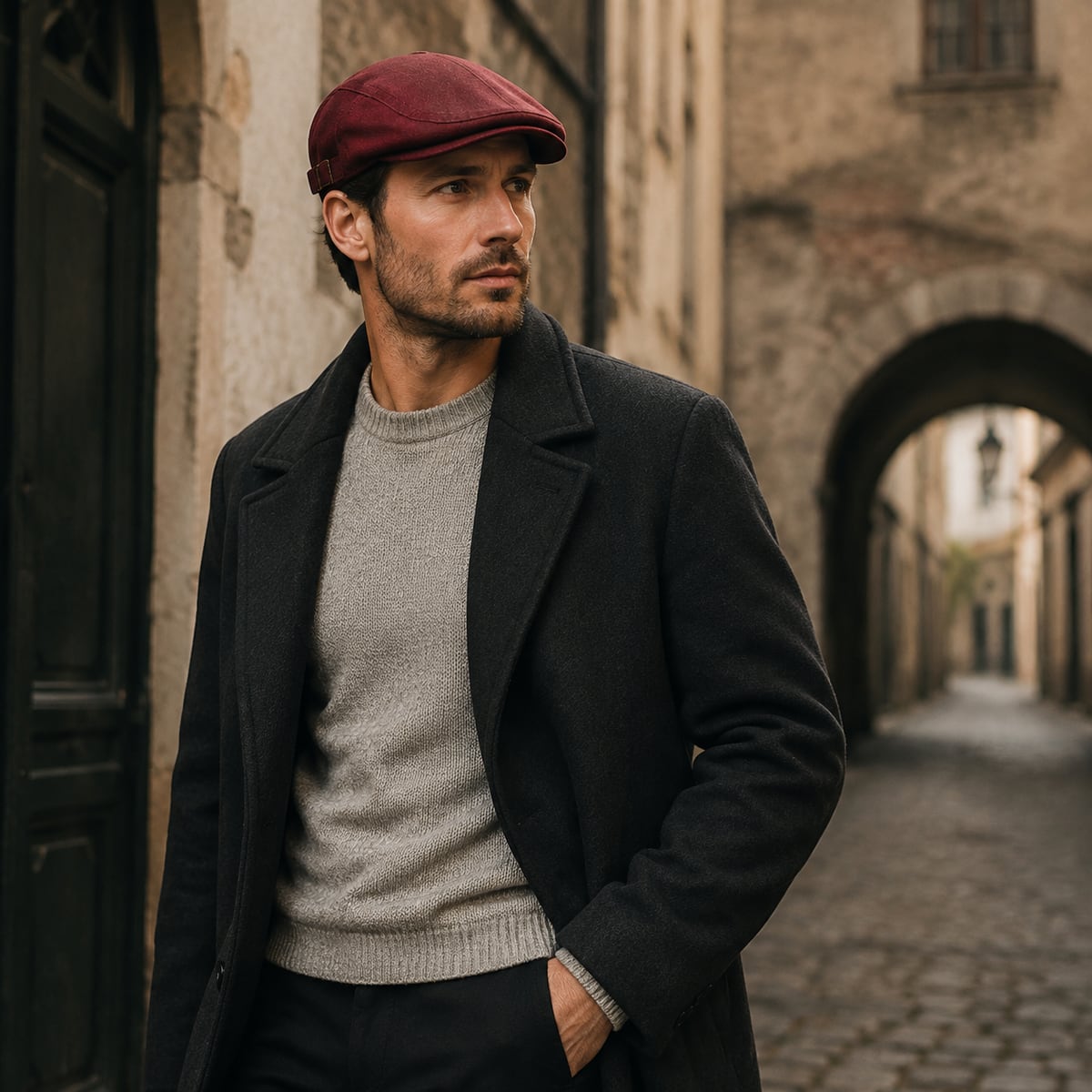 Custom Flat Cap – Style 06 on model