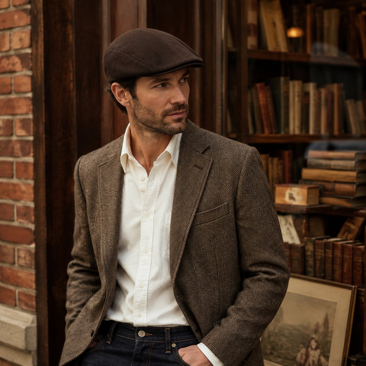 Custom Flat Cap – Style 07 on model