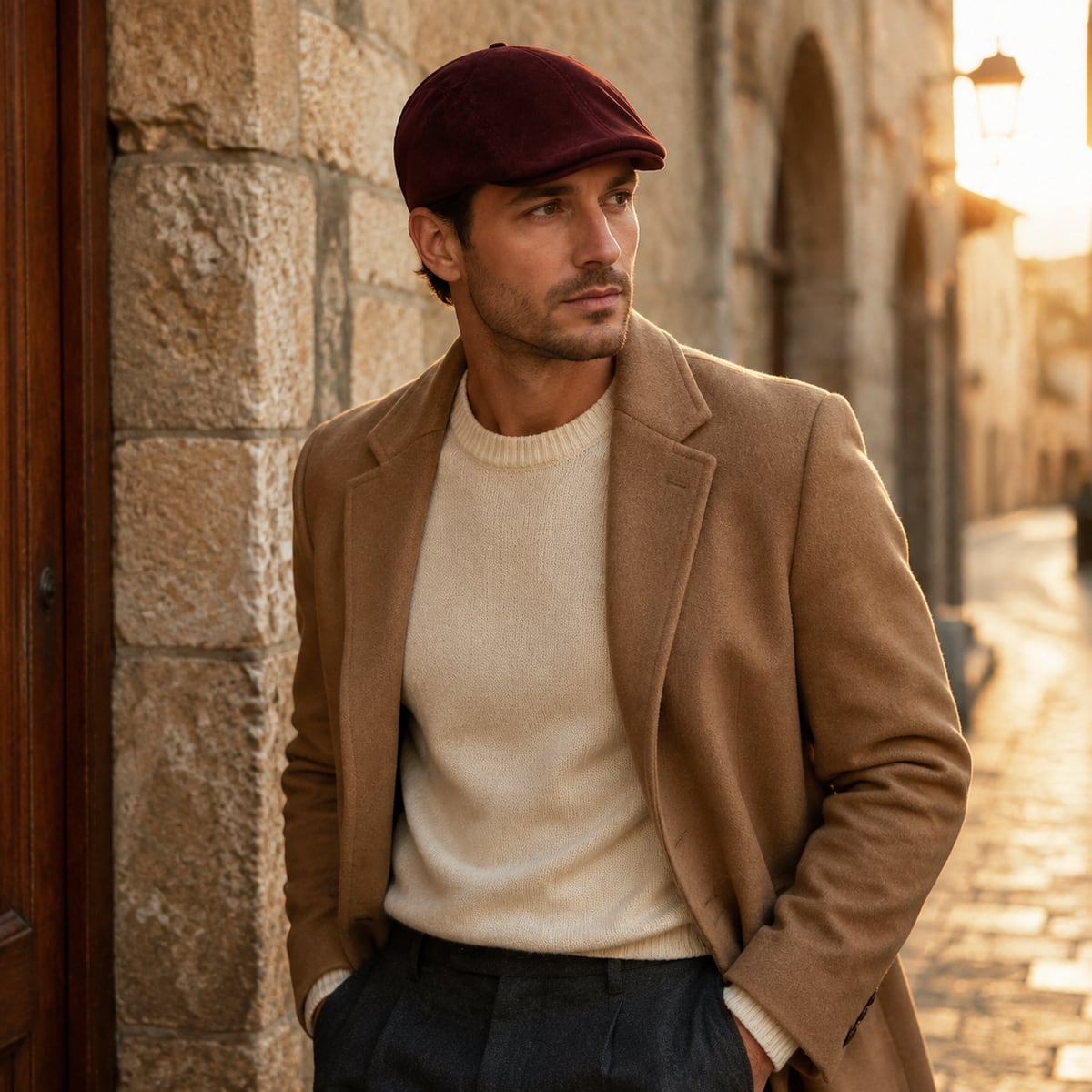 Custom Flat Cap – Style 07 on model