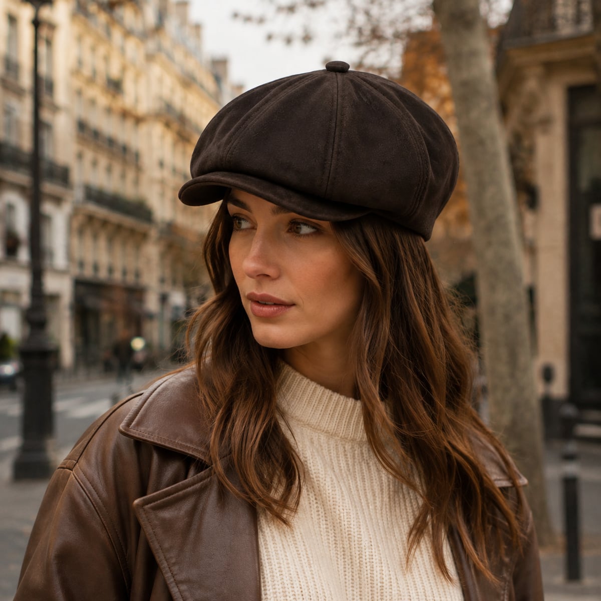 Custom Newsboy Cap – Style 01 on model