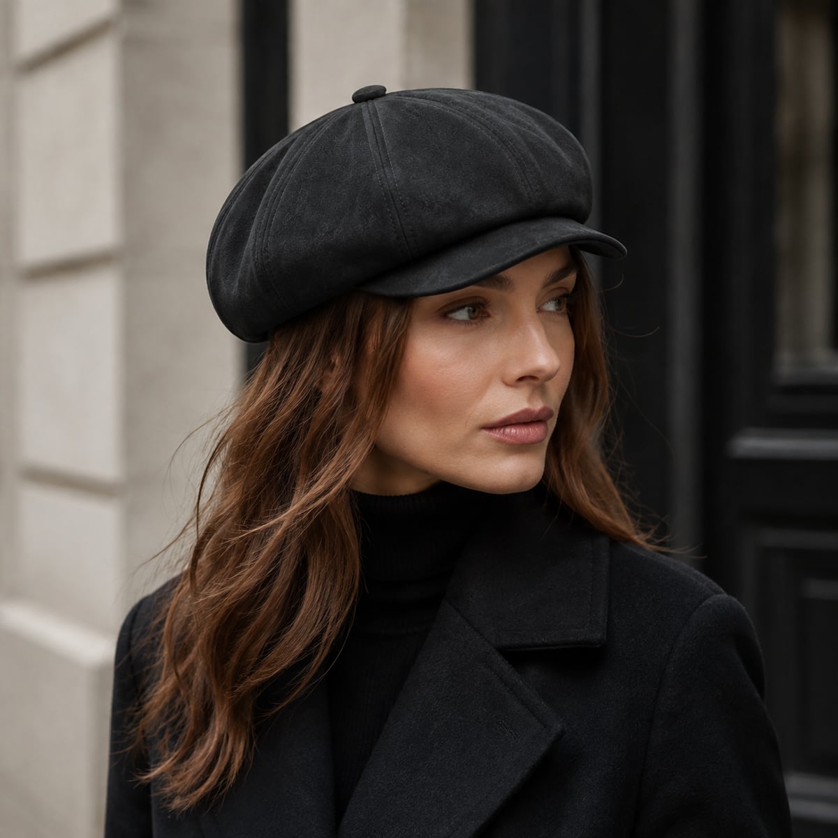Custom Newsboy Cap – Style 01 on model