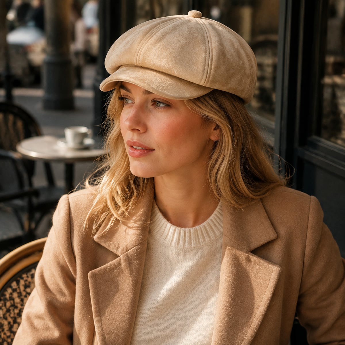 Custom Newsboy Cap – Style 01 on model