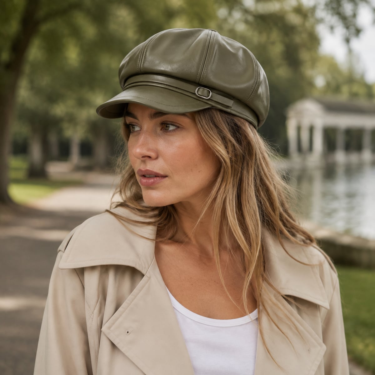 Custom Newsboy Cap – Style 02 on model