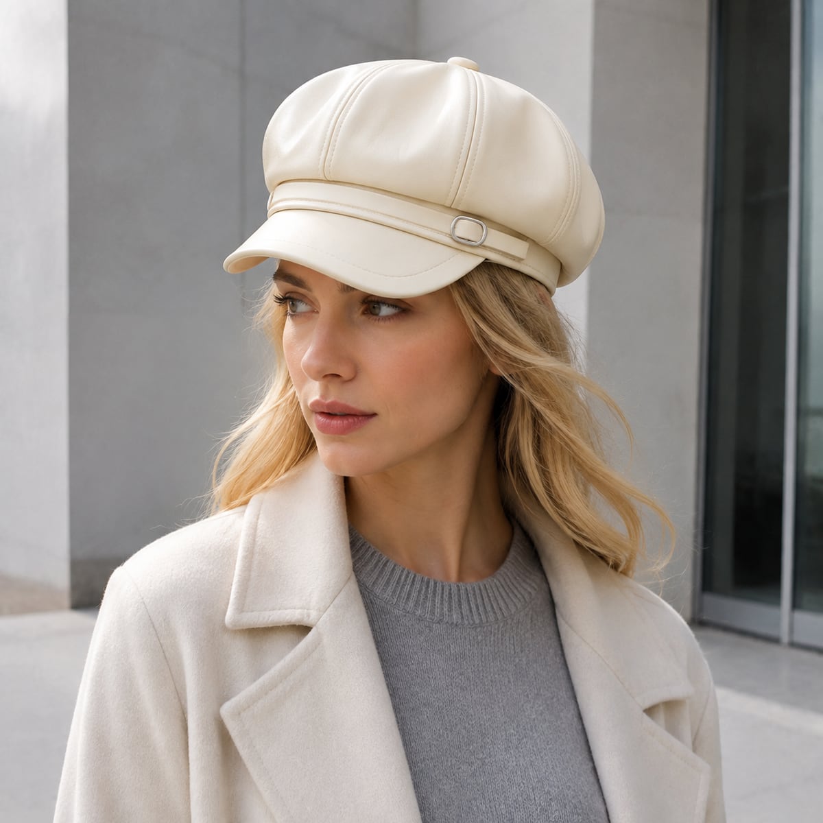 Custom Newsboy Cap – Style 02 on model