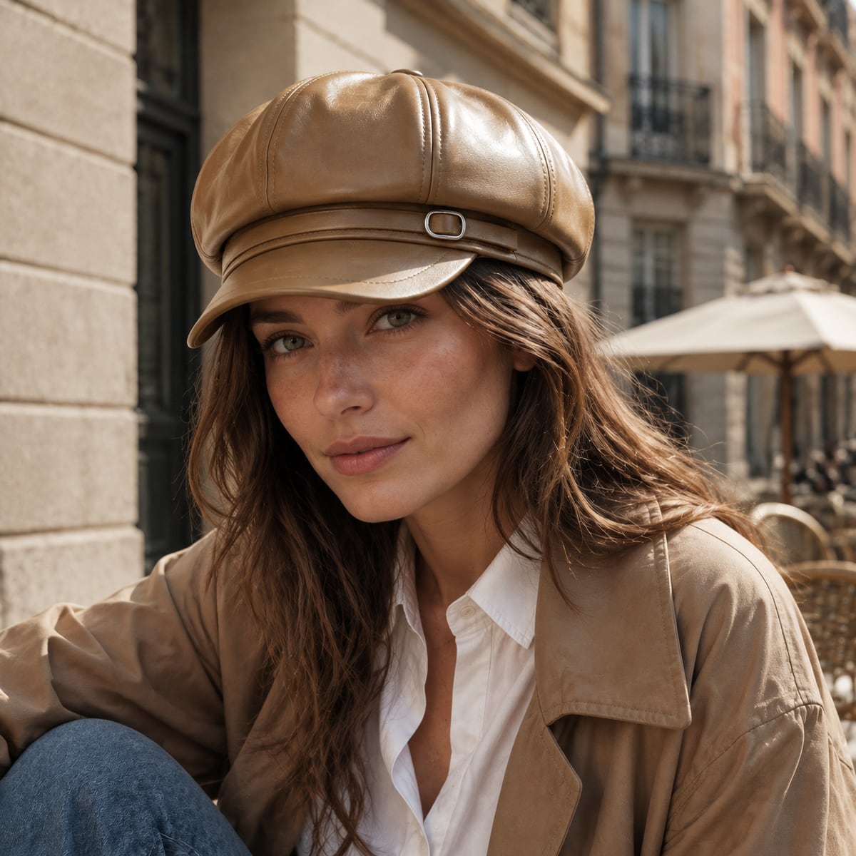 Custom Newsboy Cap – Style 02 on model