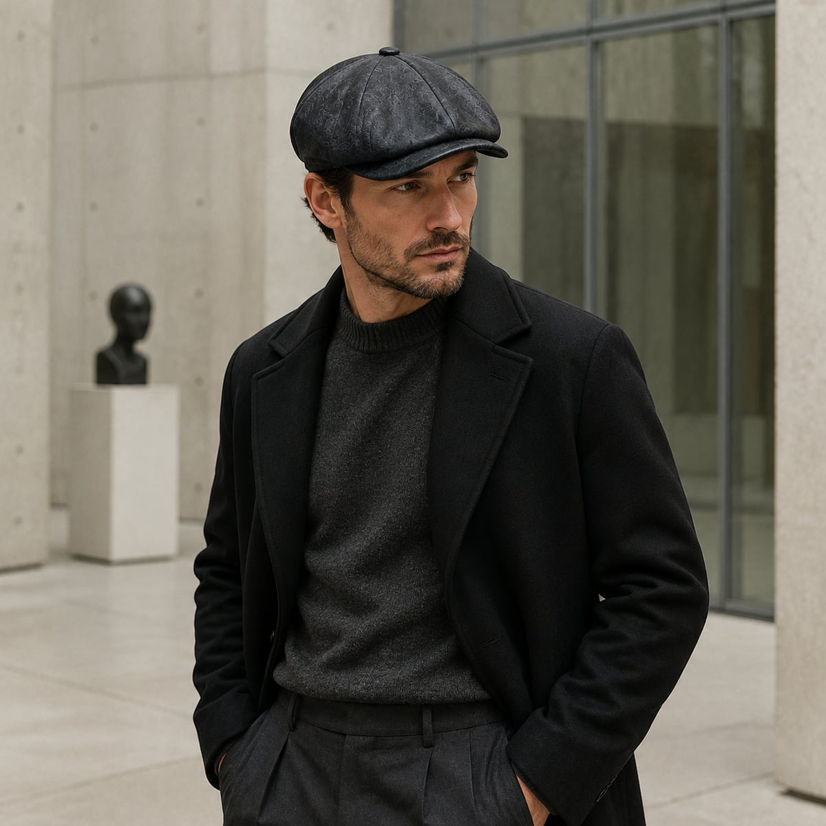 Custom Newsboy Cap – Style 03 on model