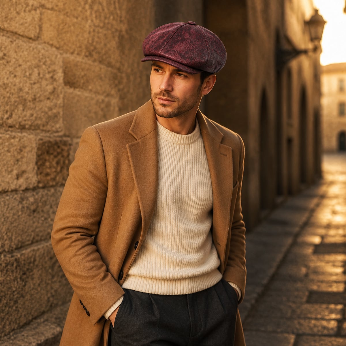 Custom Newsboy Cap – Style 03 on model