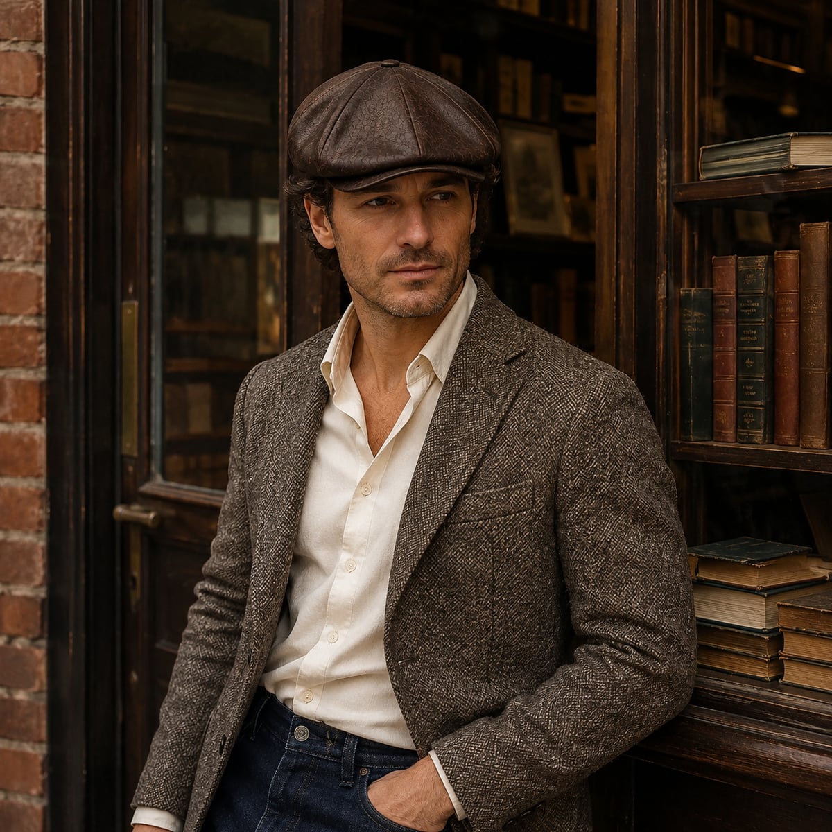 Custom Newsboy Cap – Style 03 on model