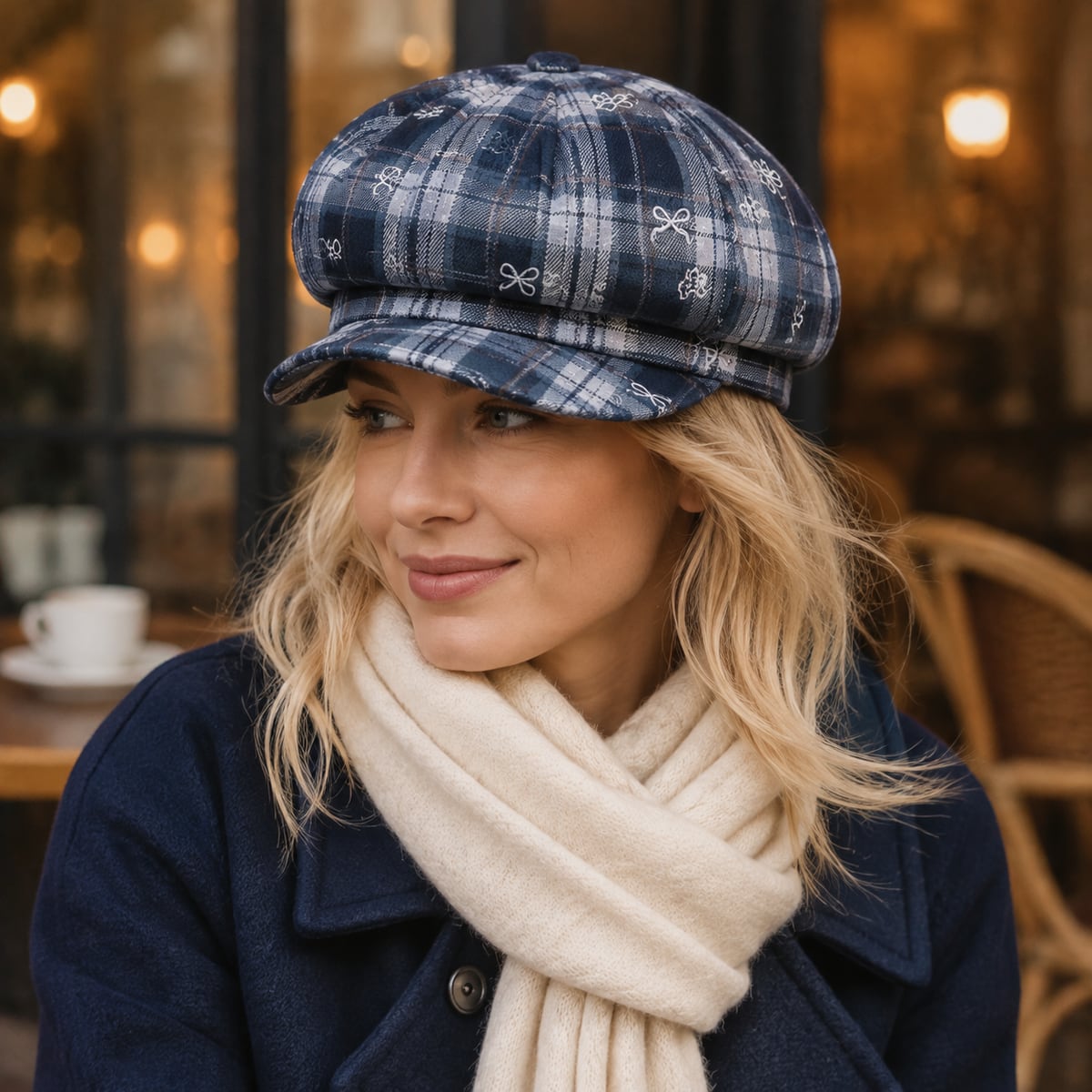 Custom Newsboy Cap – Style 04 on model