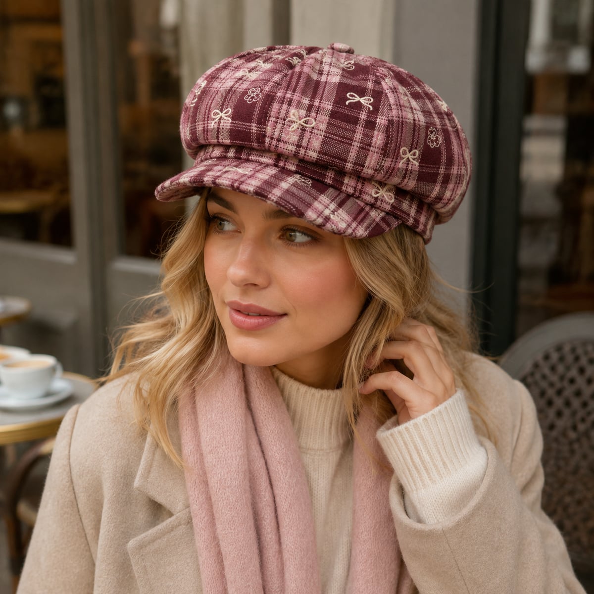 Custom Newsboy Cap – Style 04 on model