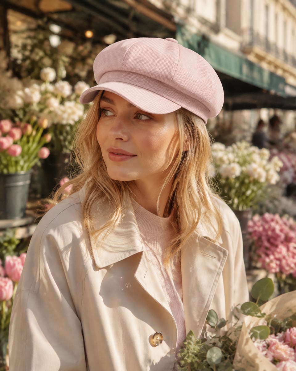 Custom Newsboy Cap – Style 05 on model
